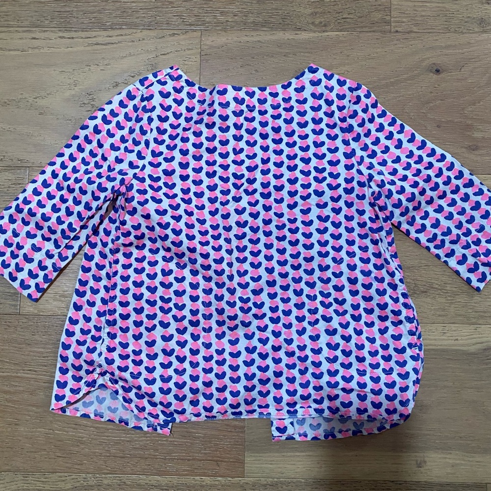 Crewcuts button back pink and blue girls blouse size 6 VGUC